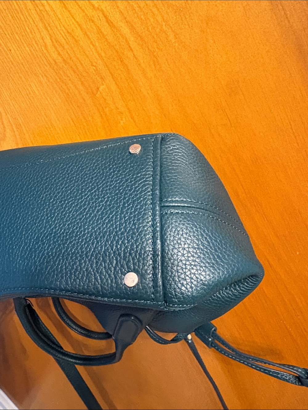 kate spade teal pebbled leather satchel with detachable strap - Picture 8 of 8